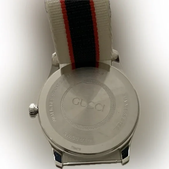 Gucci G-Timeless 38mm White/Red/Blue Unisex Watch.Model Number YA1264071 NWT